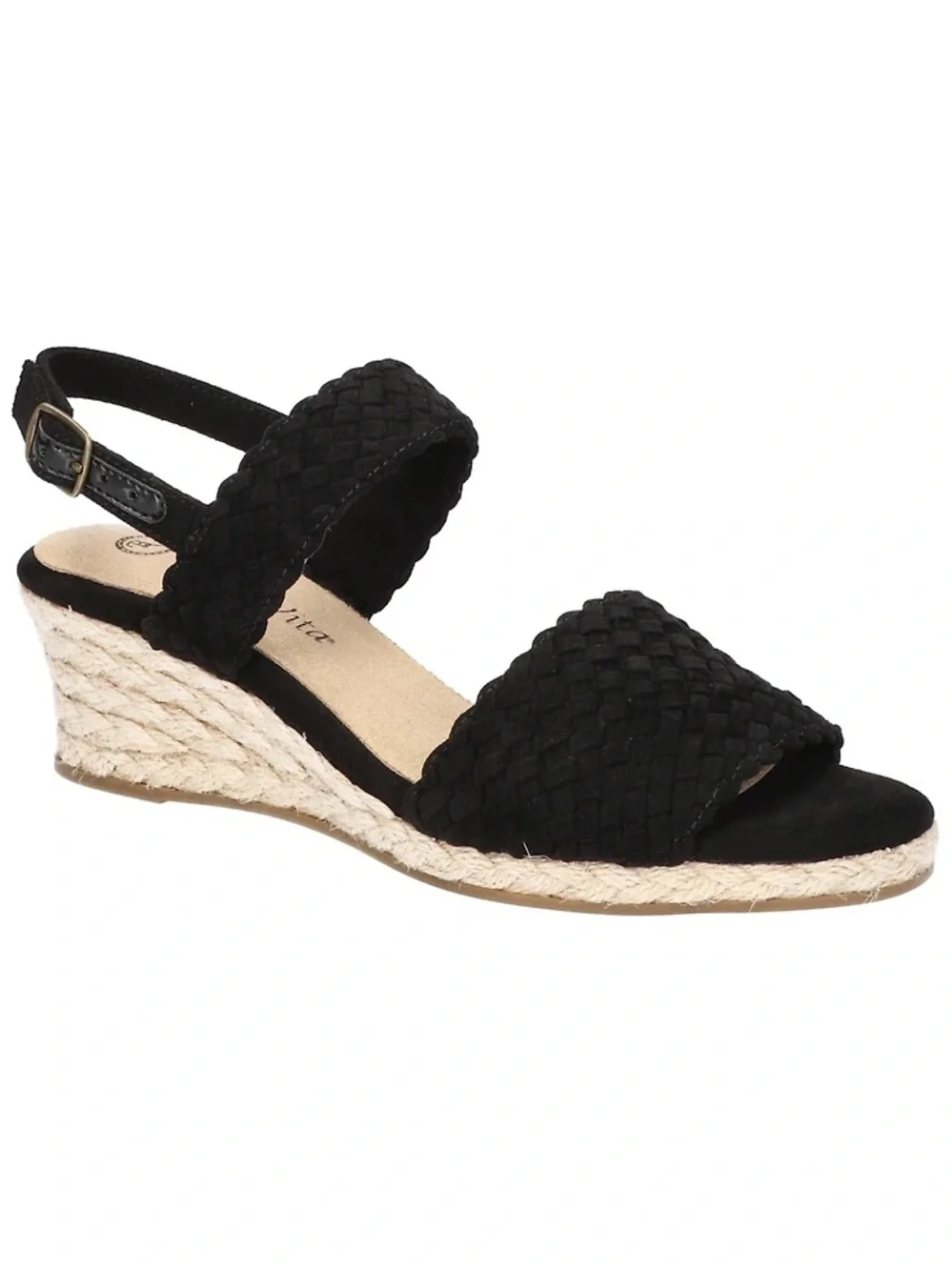 ♥️♥️ Bella Vita Women's Mariella Espadrille Wedge Sandals - Black Suede